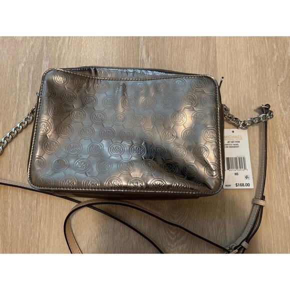NWT Michael Kors Patent Leather Logo Chain with Leather Strap Mini Crossbody Bag - Picture 5 of 7